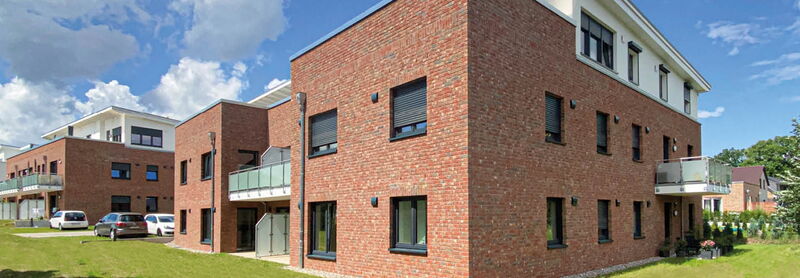 Neubau Mehrfamilienhaus Großer Sandkamp Energieeffizienz KfW55 barrierefrei von der Raiffeisenbank eG Büchen Pötrau Bauunternehmen Stapelfeldt Bauunternehmung