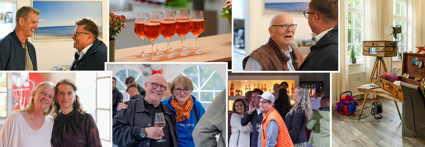 Impressionen mit Gästen, Getränken und Fotobox von der Jubiläumsfeier