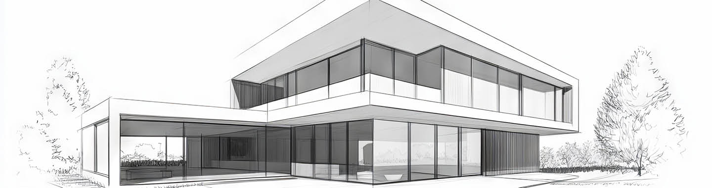 Skizze moderner Neubau – Vorteile der Zusammenarbeit mit Architekt / Architektenbüro / Planungsbüro in Hamburg, Geesthacht und Lüneburg