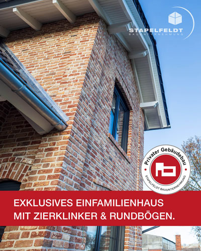 Exklusives Einfamilienhaus mit Zierklinker & Rundbögen | Bauunternehmen Stapelfeldt Bauunternehmung