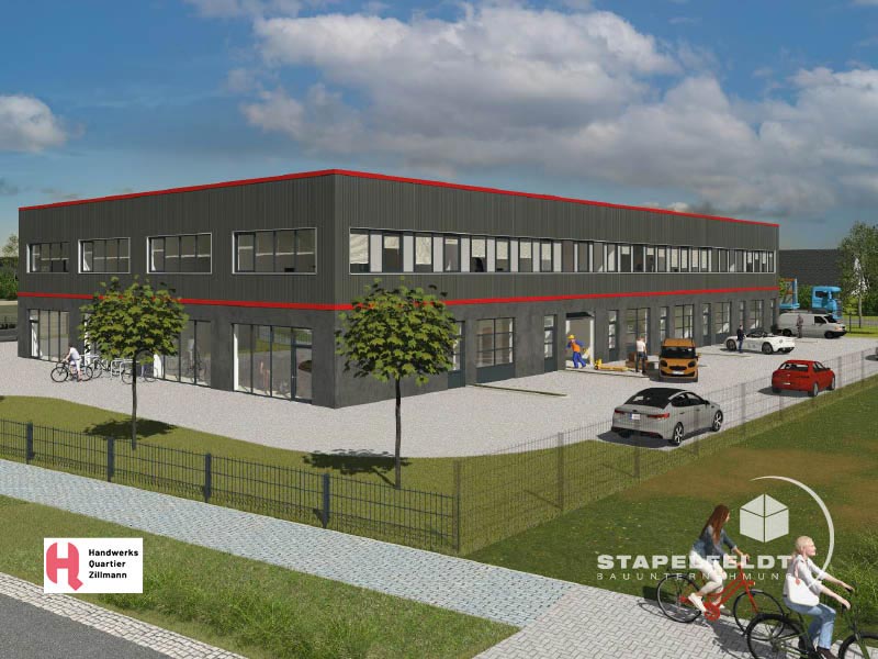 Neubau Neubauvorhaben Industriebau Handwerker Gewerbeflächen Handwerks Quartier Handwerks-Quartier Handwerker-Quartier Zillmann Leibnizstrasse Industriegebiet Geesthacht Bauunternehmen Stapelfeldt Bauunternehmung Hamburg