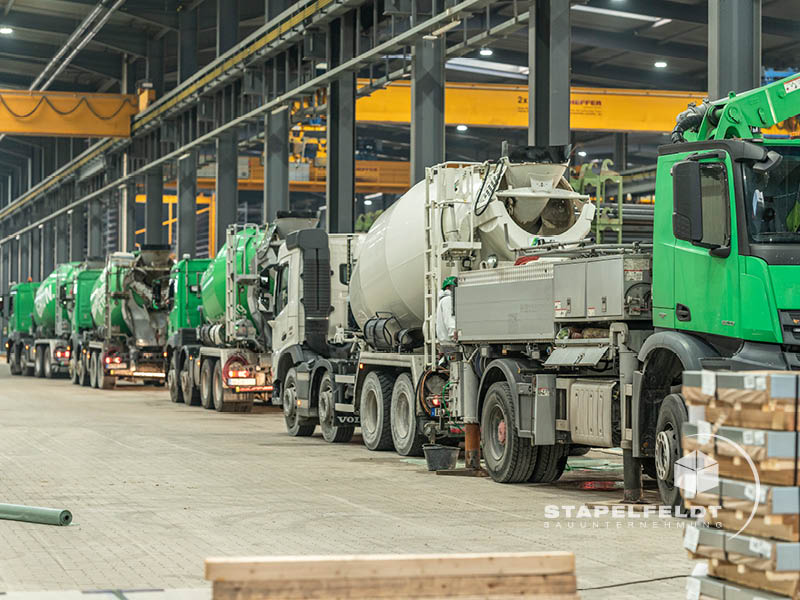 Industriehalle sanieren, Betonierarbeiten in Halle, umfangreiche Industriebodensanierung in Hamburg Billbrook durch das Bauunternehmen Stapelfeldt Bauunternehmung